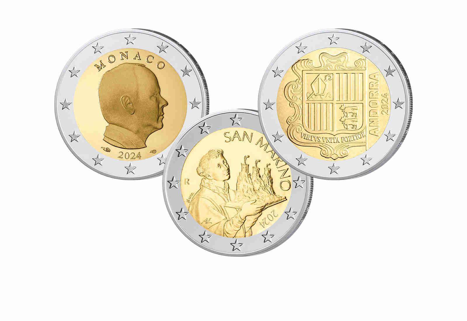 2 Euro Set der Superlative Monaco Andorra und San Marino