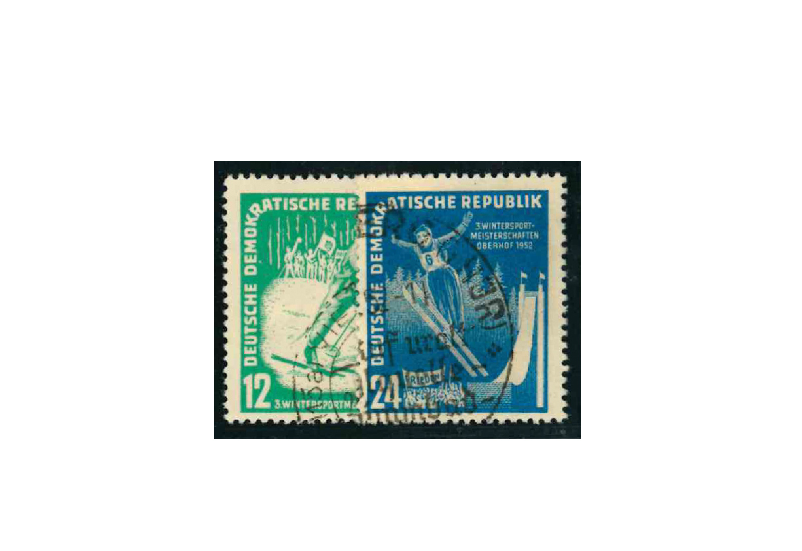 Briefmarken DDR Wintersportmeisterschaften Oberhof 1952 Michel-Nr. 298-299 gestempelt