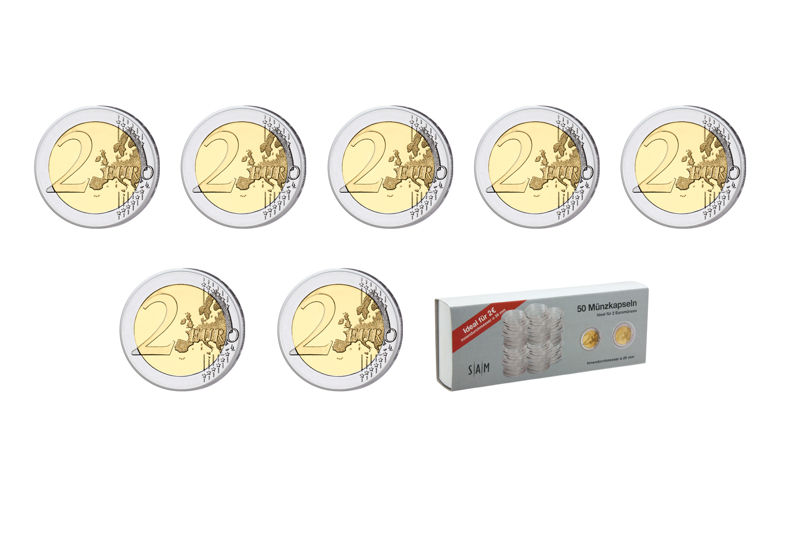 7er 2 Euro Sparpaket XL mit Kapseln