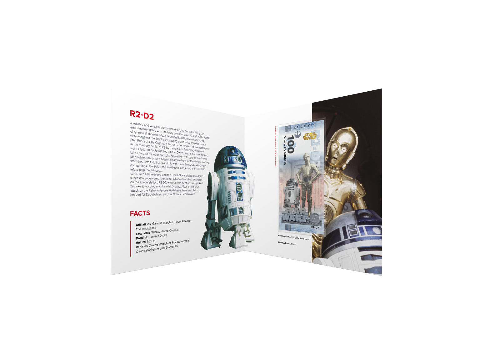Souvenir 100 Galactic Credit R2-D2 in Klappkarte Star Wars Serie