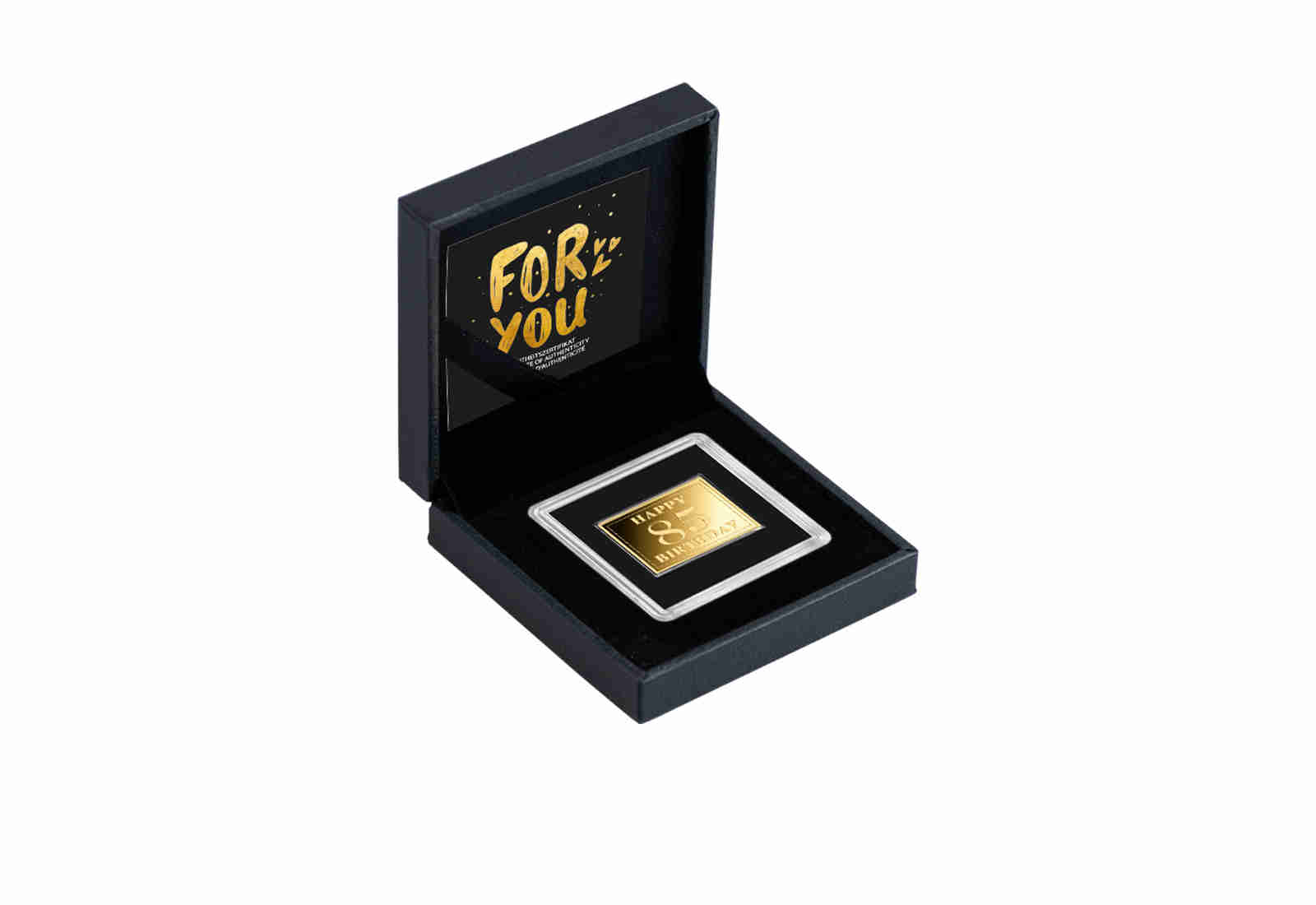 Goldmünze Motiv "Happy 85th Birthday" 999/1000 Gold im Geschenketui