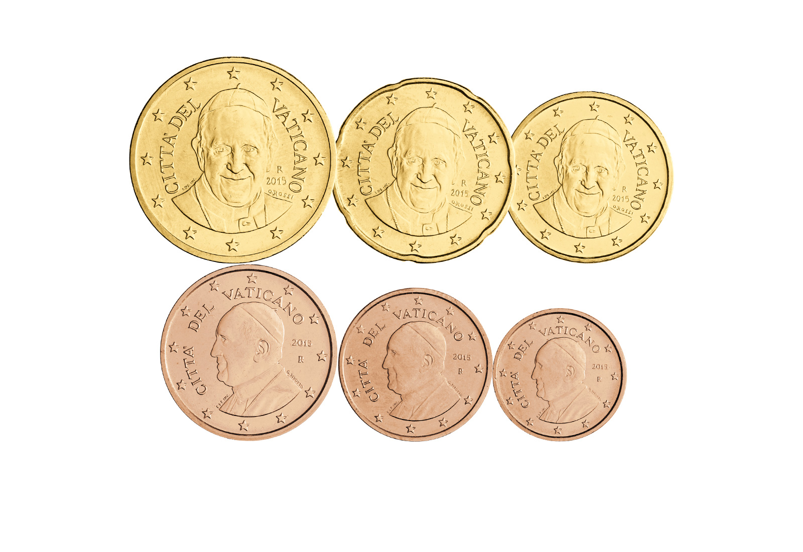  Kurzsatz 2015 Vatikan 1 Cent - 50 Cent st