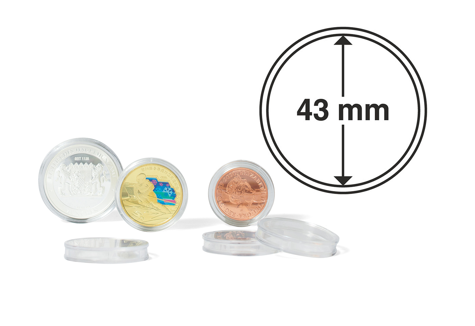 [43 mm] Leuchtturm Münzkapseln im 10er Pack