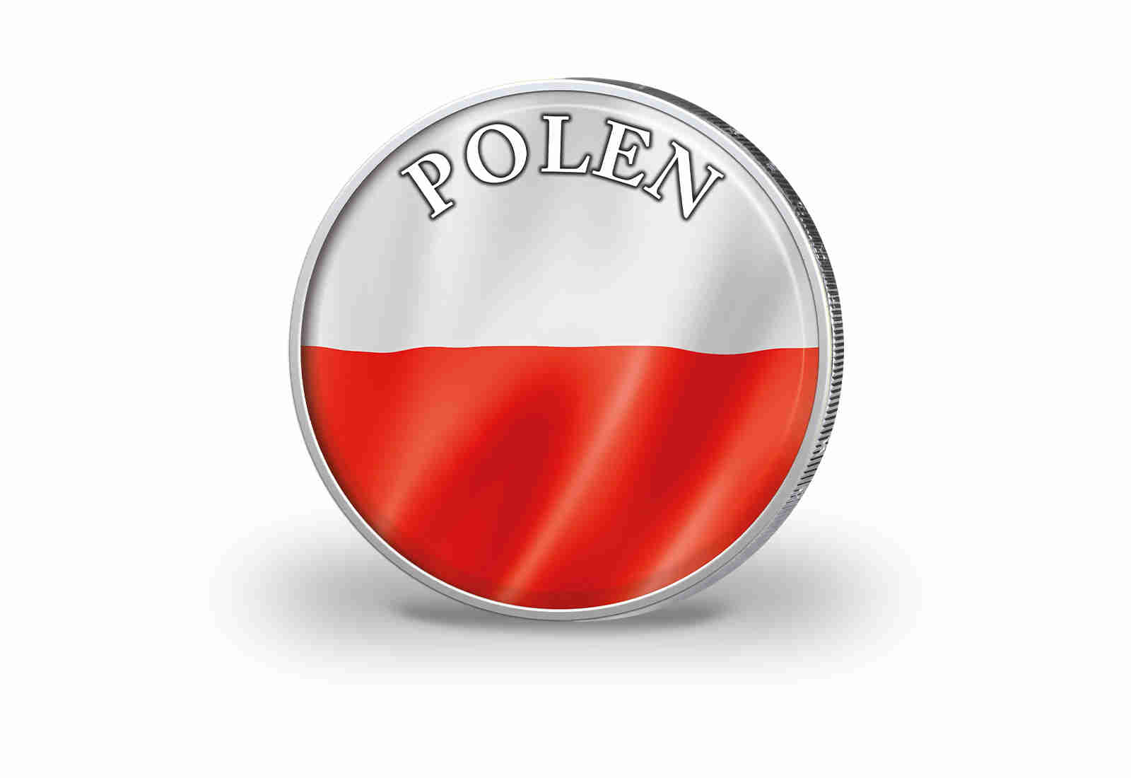 2 Euro vergoldet Polen Flagge mit Farbapplikation
