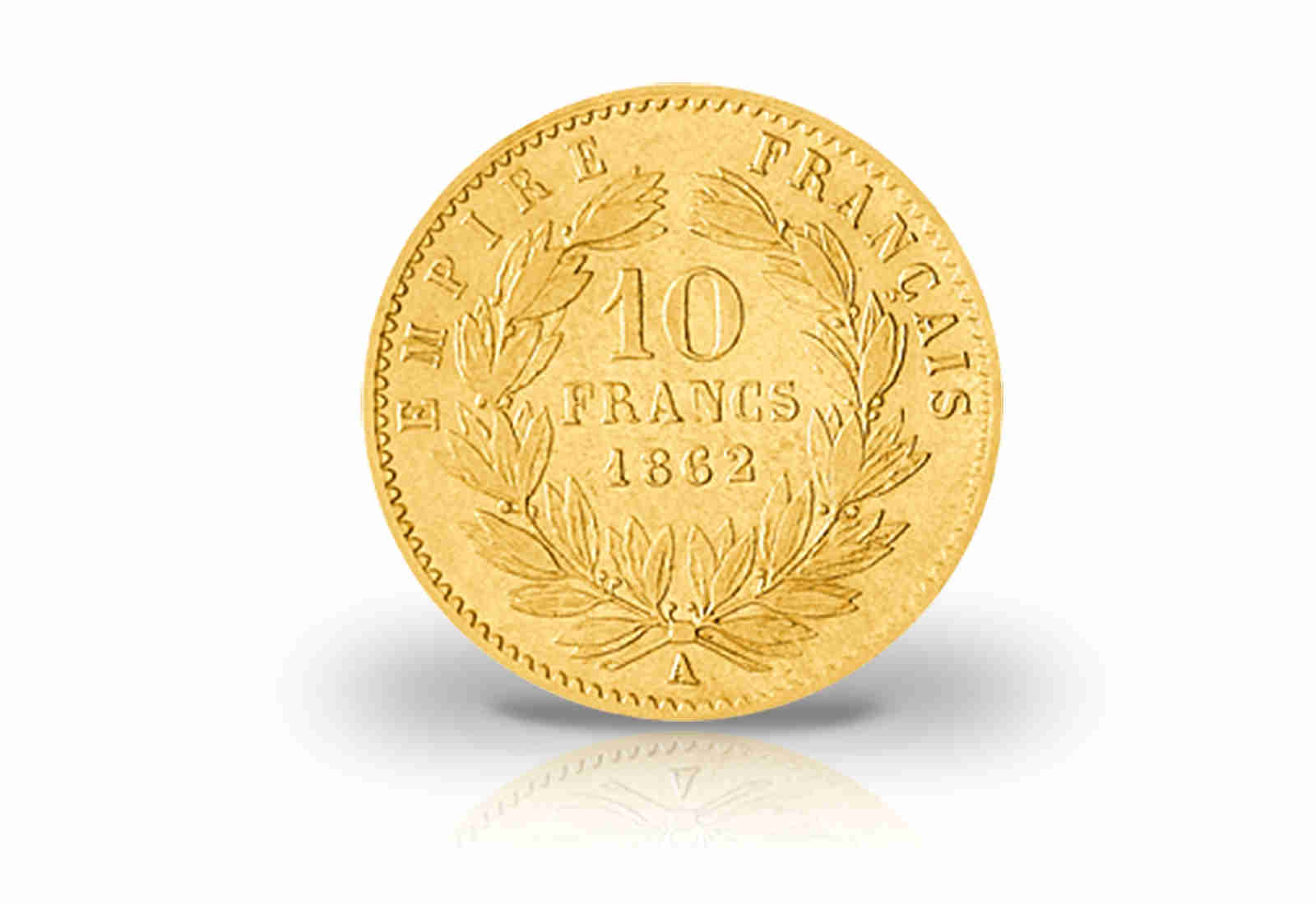 10 Francs Goldmünze 1861-1869 Frankreich Napoleon III. mit Kranz