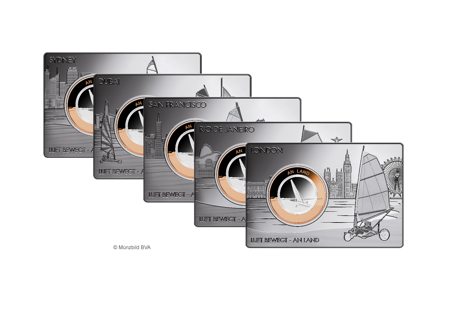 10 Euro 2020 Deutschland An Land mit Polymerring eingefasst in einem Barren Prägestätte A-J