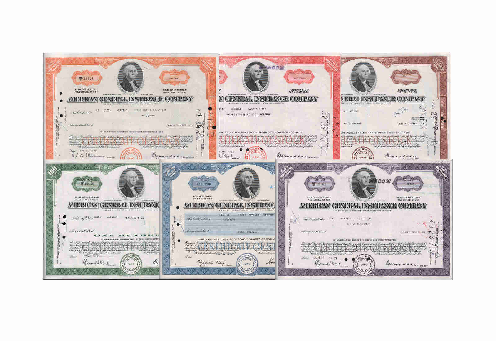 USA Aktien Lot 3 General Insurance Company George Washington