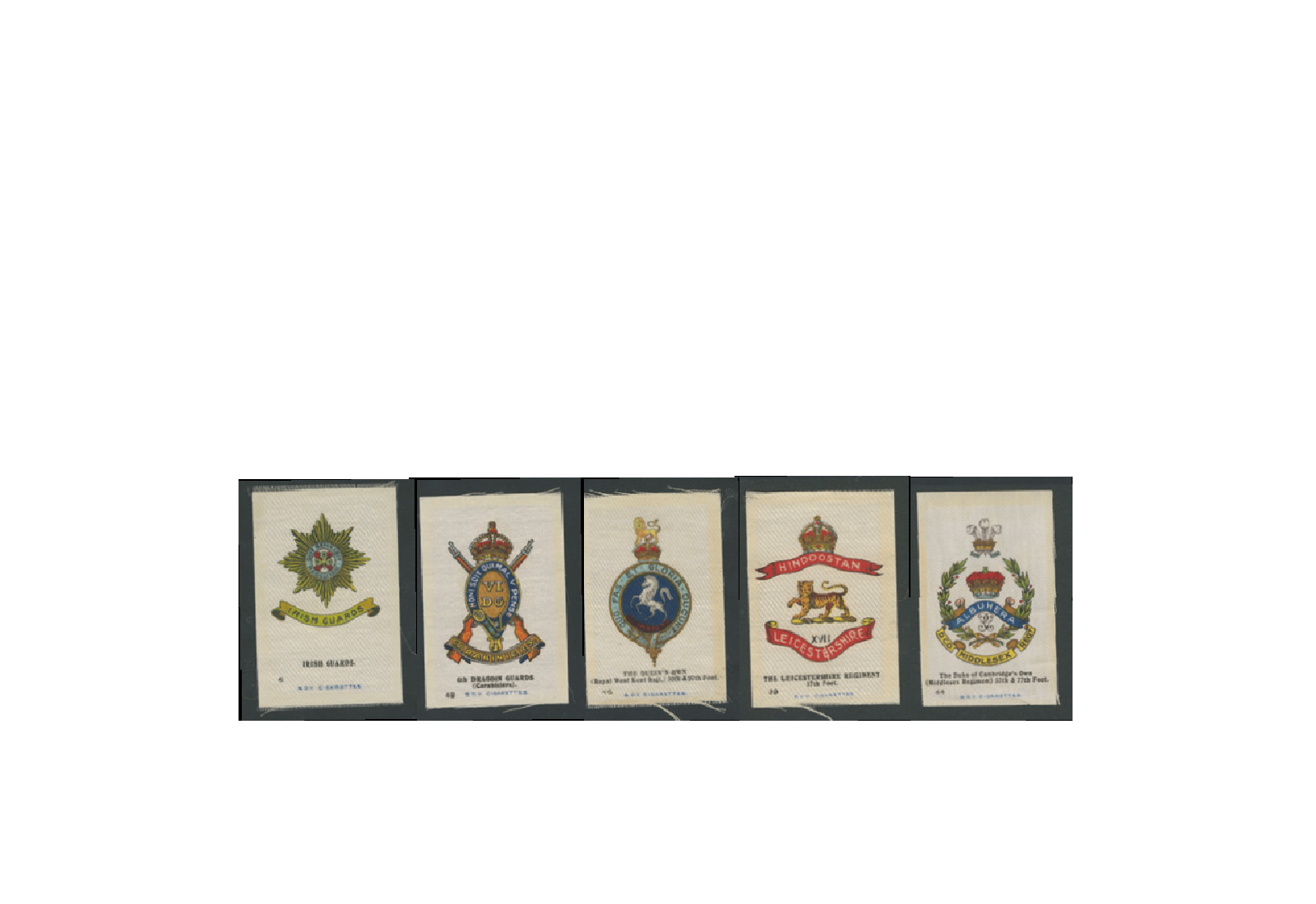 Sammelbilder aus Stoff Motiv Englische Regimenter 3 verschiedene Sammelbilder