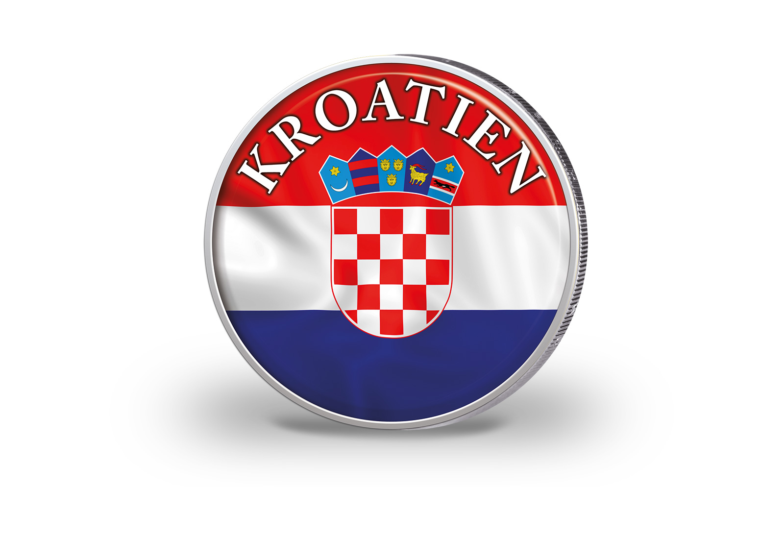 2 Euro vergoldet Kroatien Flagge mit Farbmotiv