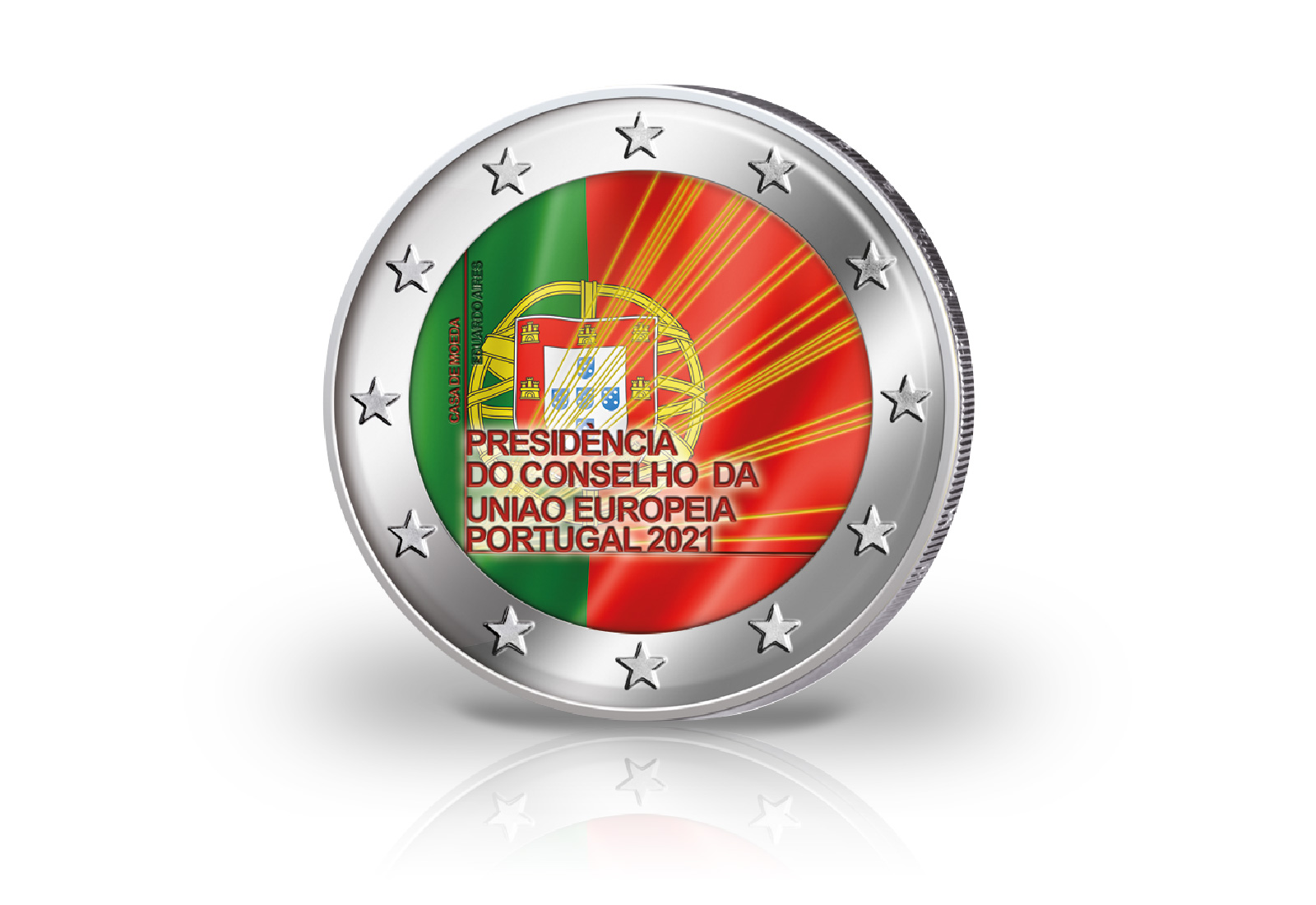 2 Euro 2021 Portugal EU-Ratspräsidentschaft mit Farbmotiv