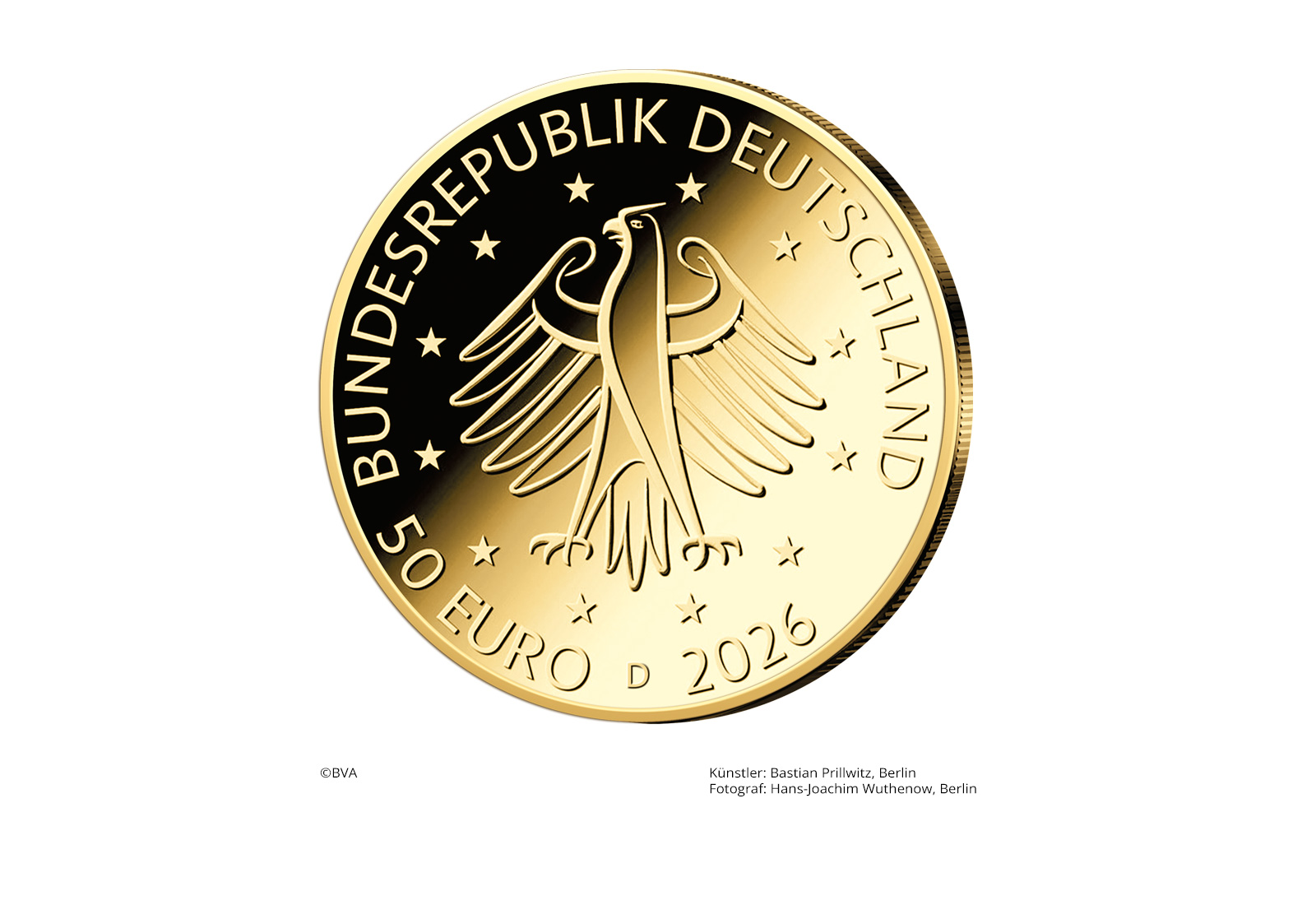 50 Euro Goldmünze 2026 Deutschland Gestaltung - Prägestätte D