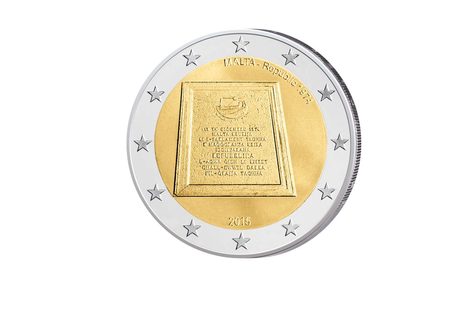 2 Euro 2015 Malta Sondermünze Ausrufung der Republik Malta 1974