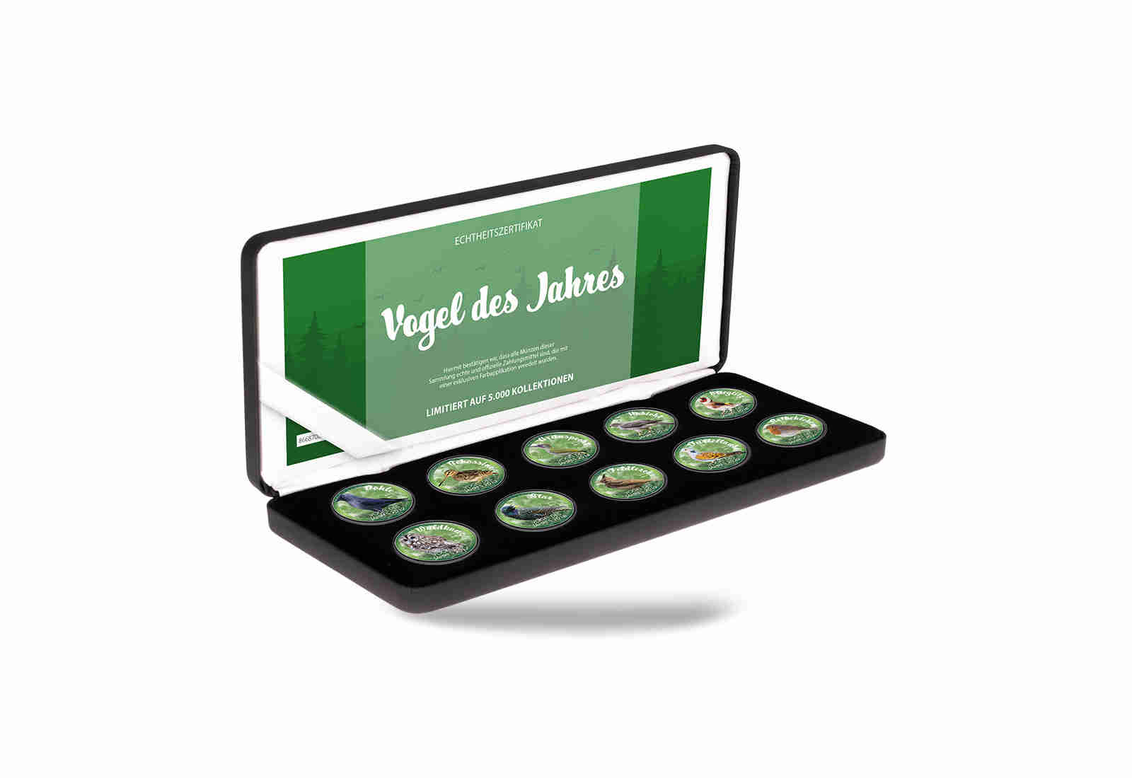 Vogel des Jahres 2012-2021 10er Kollektion mit Farbmotiv im Etui inkl. Zertifikat