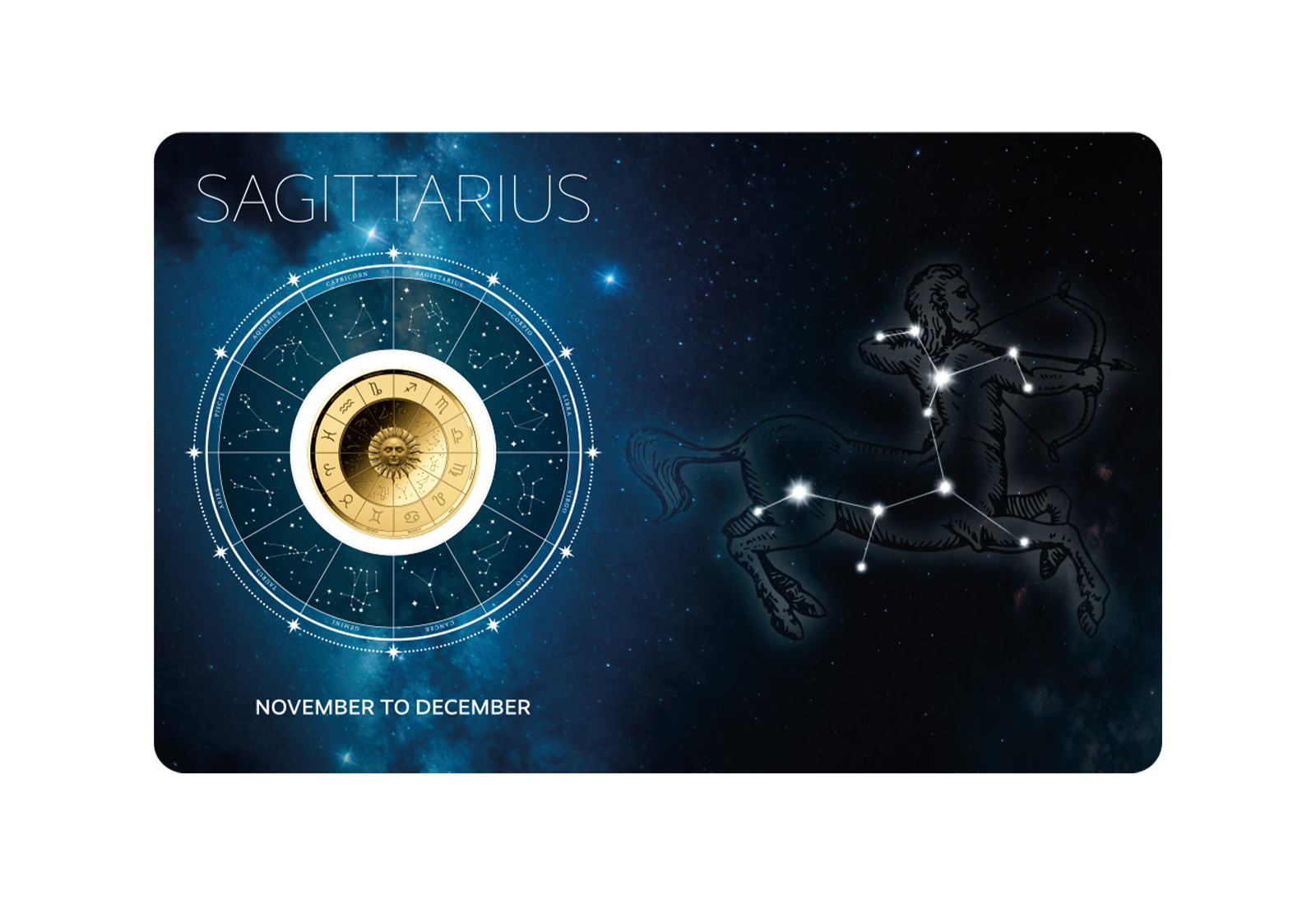 Goldmünze Sternzeichen Schütze Coincard Feinheit 999/1000 Gold Geschenk