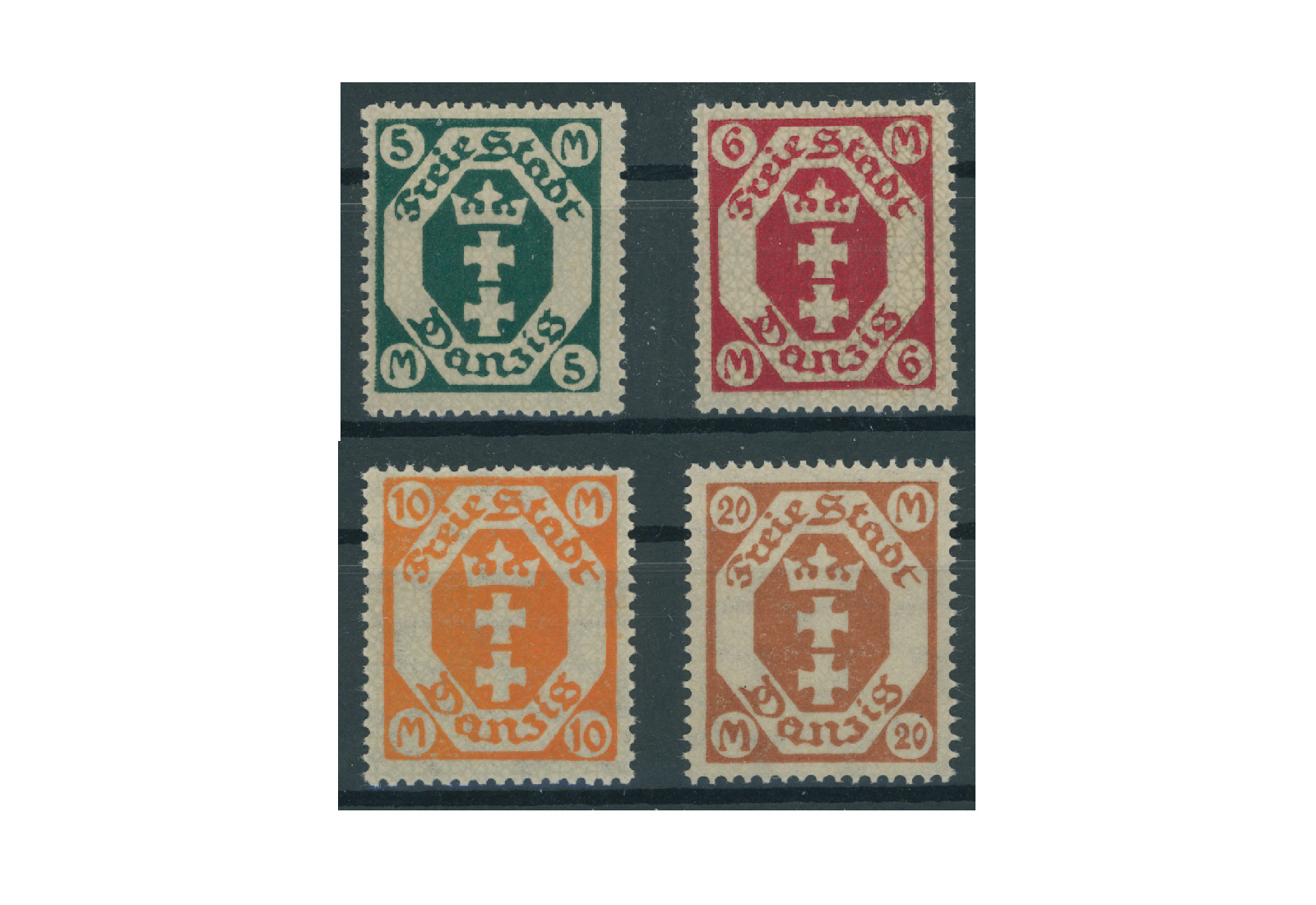 Briefmarken Deutsches Reich Danzig 1922 Michel-Nr. 108-111 mit Falz