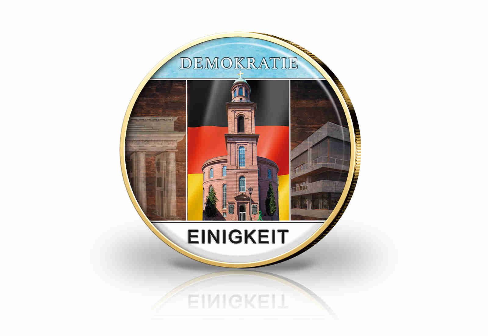 2 Euro mit Farbmotiv und 24 Karat Goldauflage Einigkeit