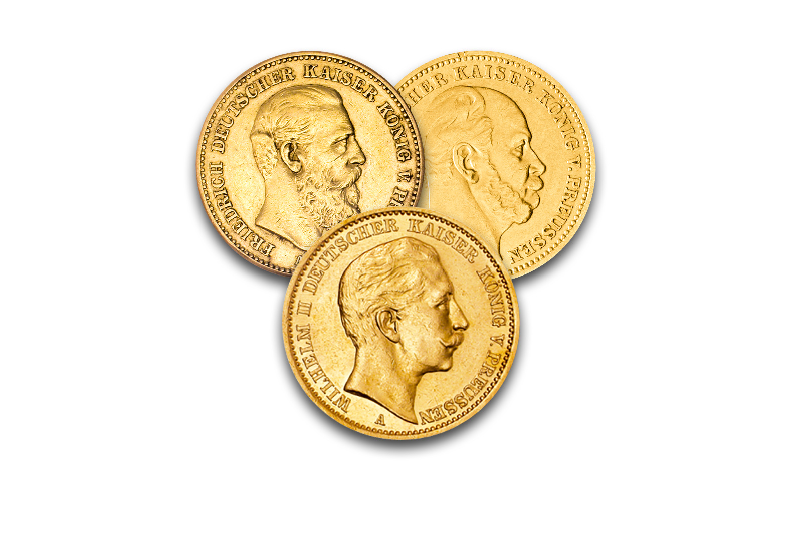 20 Mark Goldmünzen 1888 Deutsches Kaiserreich Preußen 3 Kaiser Jahr 3er Set