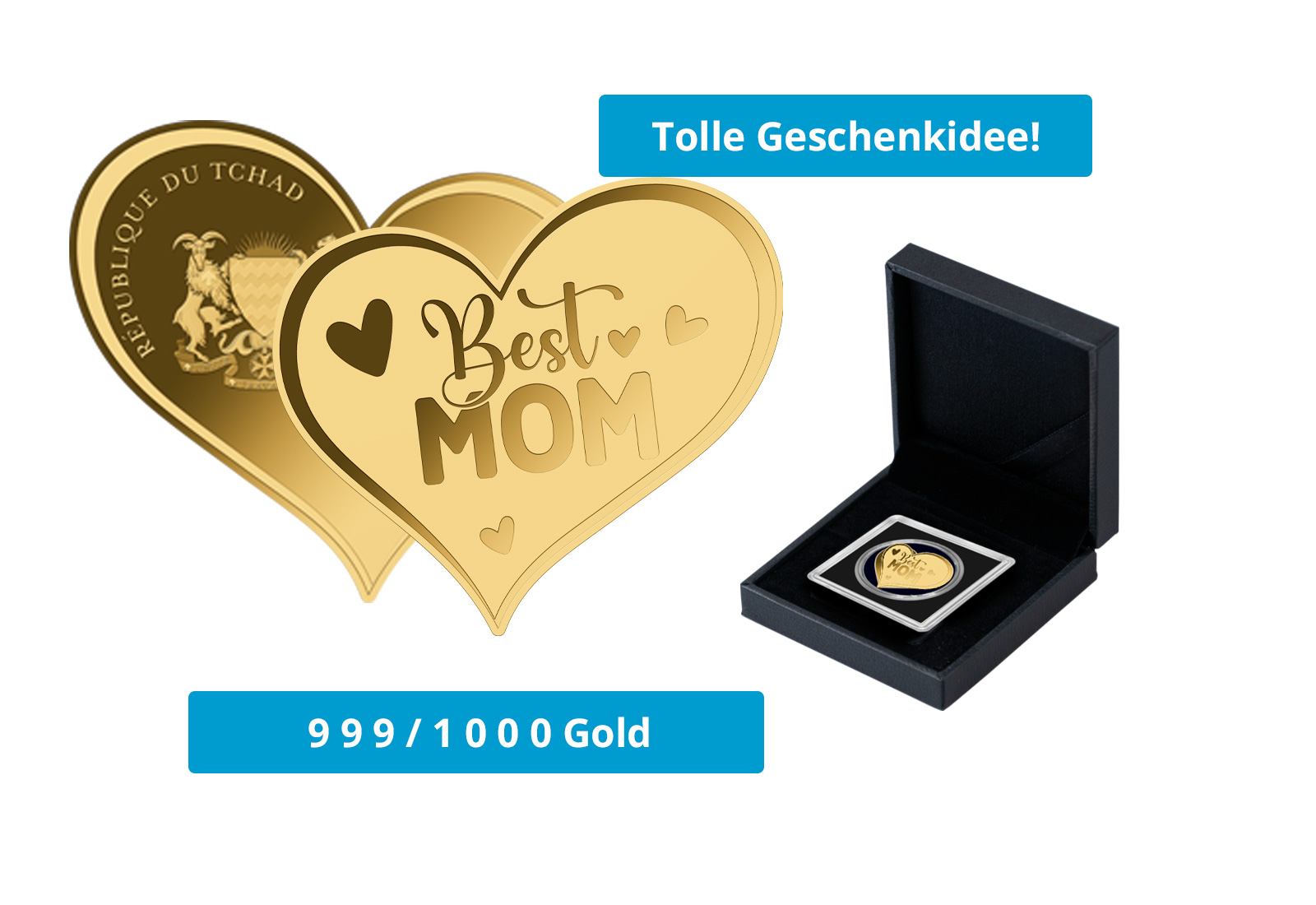 Goldmünze Motiv "Best Mom" 999/1000 Gold Geschenk