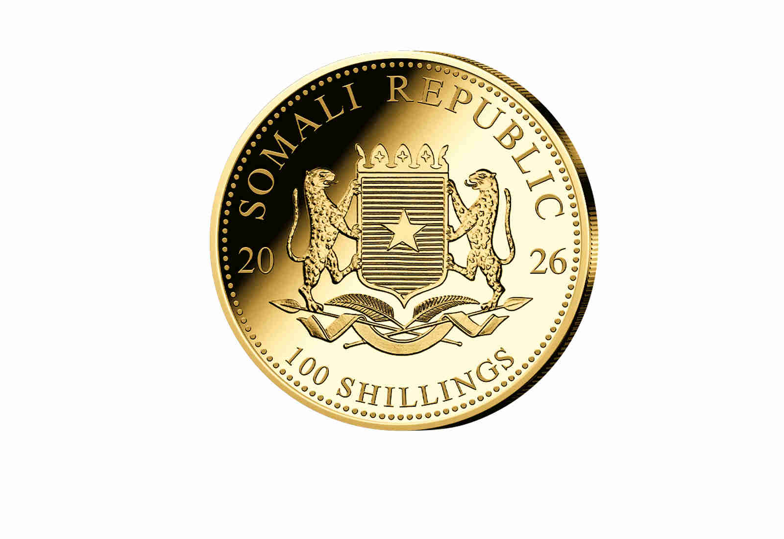 African Wildlife Serie 1/10 oz Gold 2026 Somalia Elefant