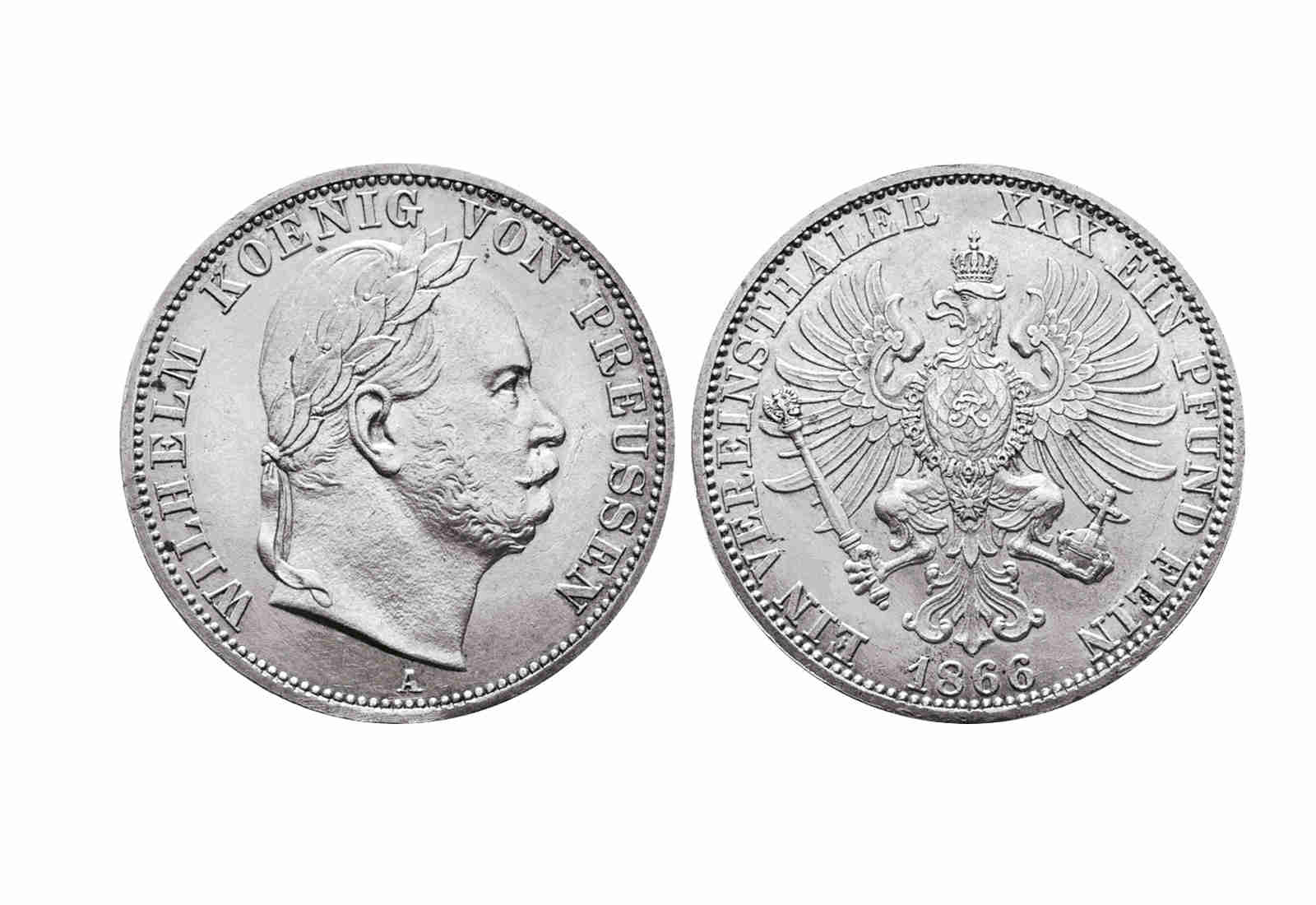 Vereinstaler1866 Kaiserreich Preußen Wilhelm I. Thun 271