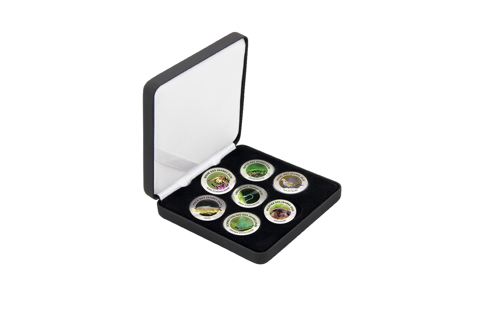 Tiere des Jahres 2020 7er Kollektion mit Farbapplikation im Etui inkl. Zertifikat