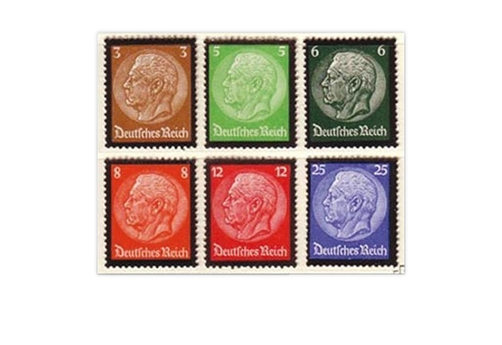 Deutsches Reich Mi.Nr. 548/553 mit Falz Hindenburg Trauer