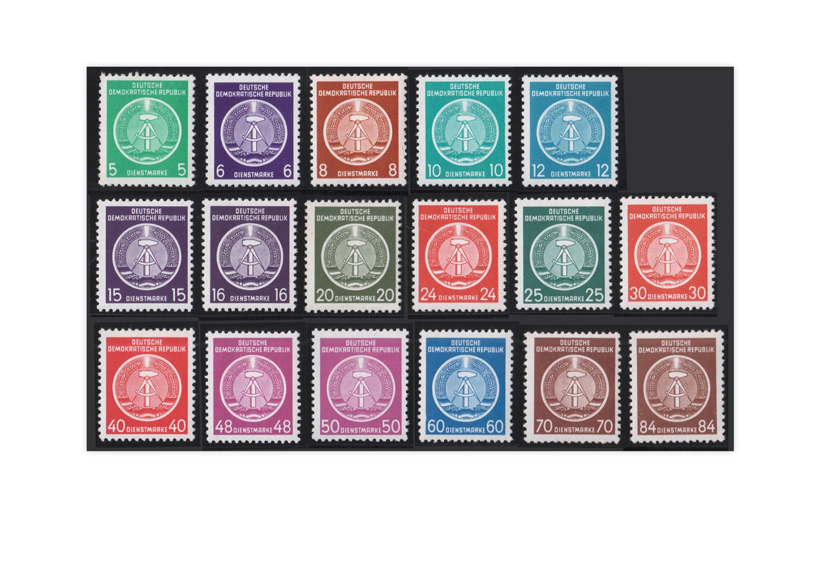 DDR Dienstmarken 1954 Dienst A 1/17 x postfrisch