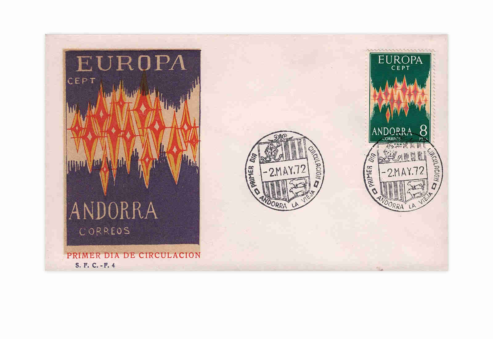 Spanisch-Andorra FDC Europa CEPT 1972 Mi.Nr. 71
