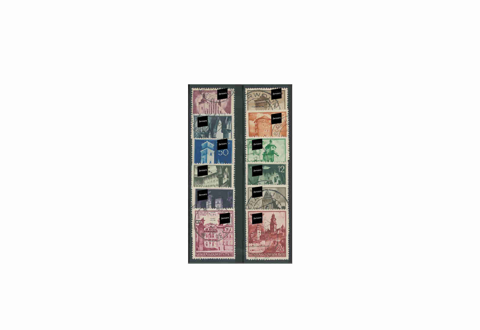 Generalgouvernement Freimarken 1940 Michel Nr. 40/51 gestempelt