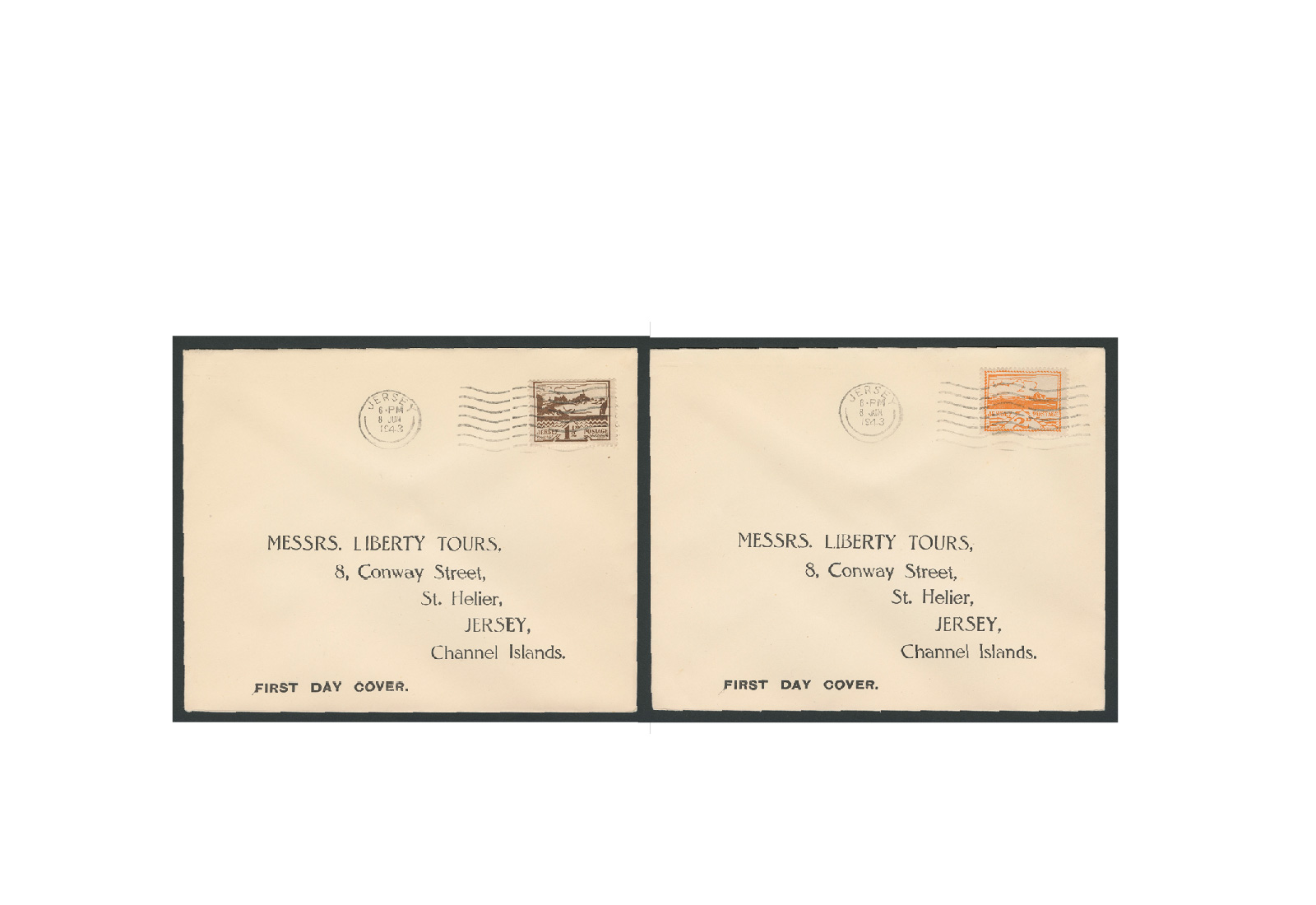 Briefmarken Deutsches Reich Jersey II. Weltkrieg 1943 Michel-Nr. 5/6 gestempelt