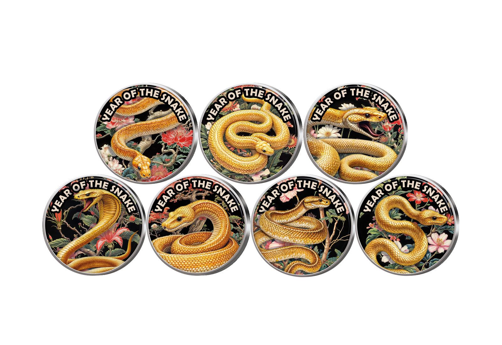 7er Kollektion 2025 Jahr der Schlange mit Farbapplikation im Etui inklusive Zertifikat