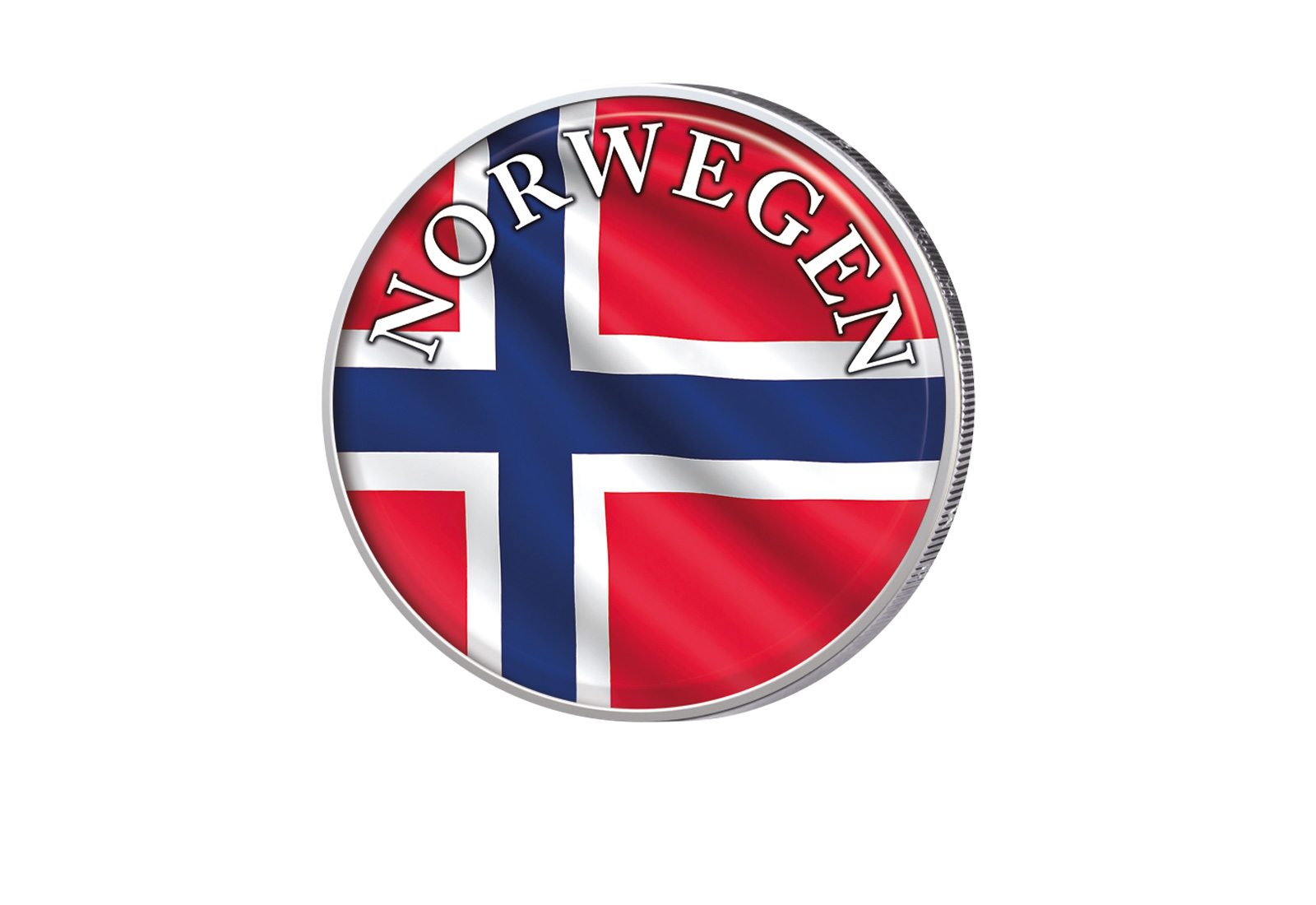 2 Euro mit Farbapplikation Norwegen Flagge