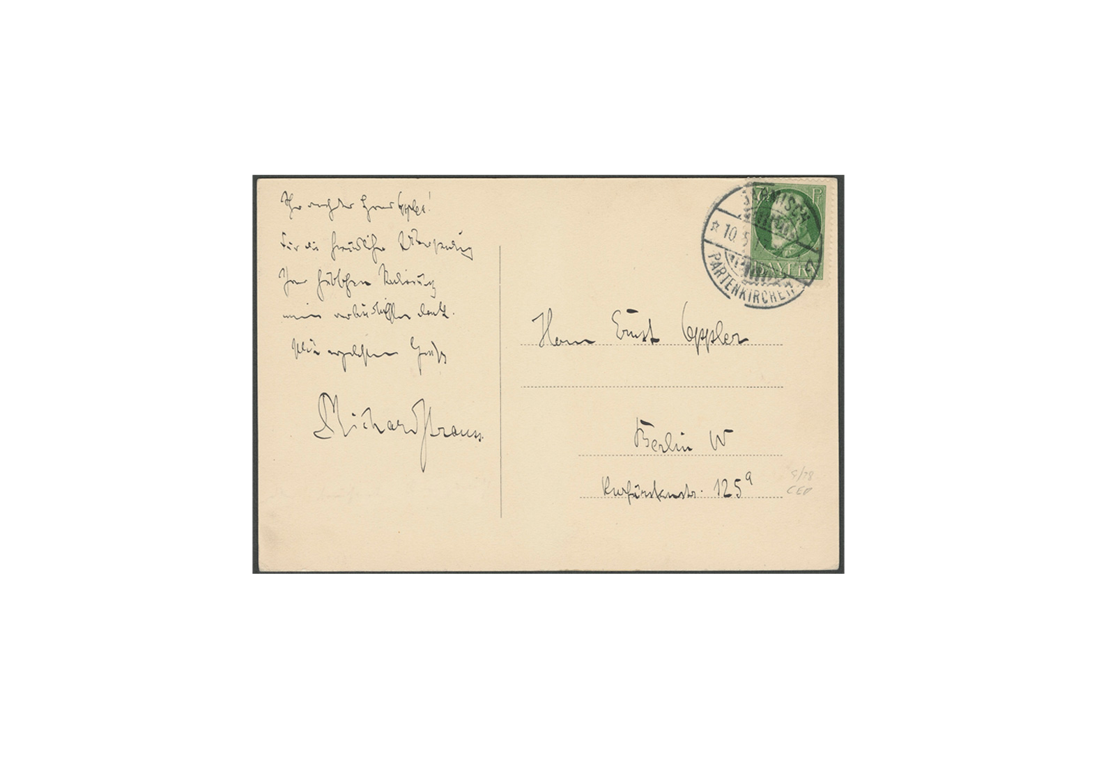 Autograph Richard Strauss Ansichtskarte 1917 Garmisch