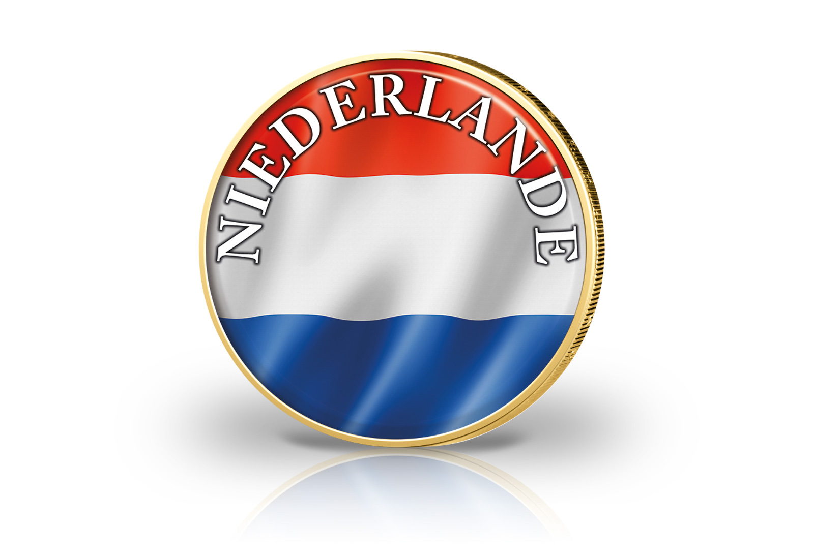 2 Euro vergoldet Niederlande Flagge mit Farbapplikation