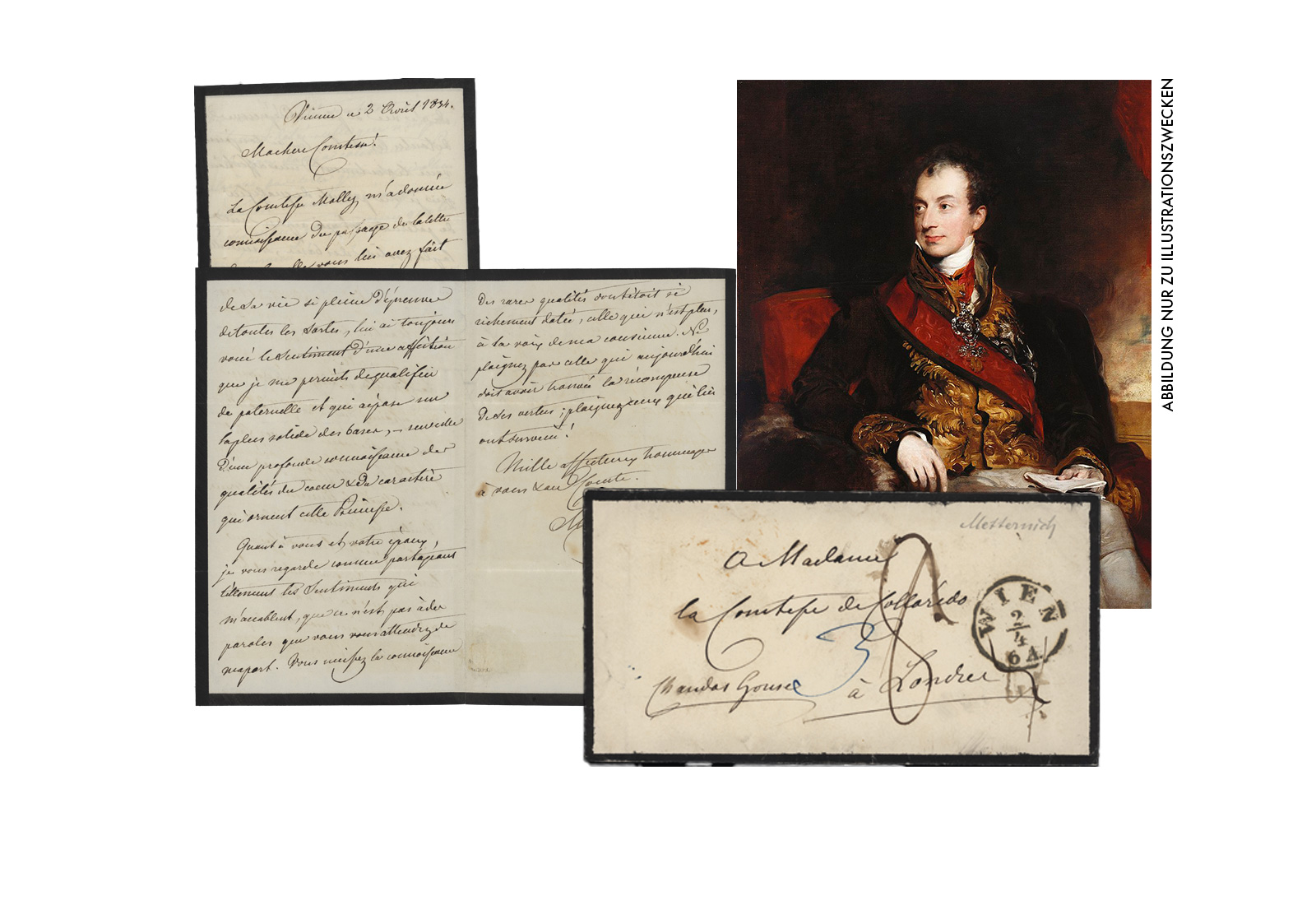 Trauerbrief mit Unterschrift Fürst von Metternich 1854