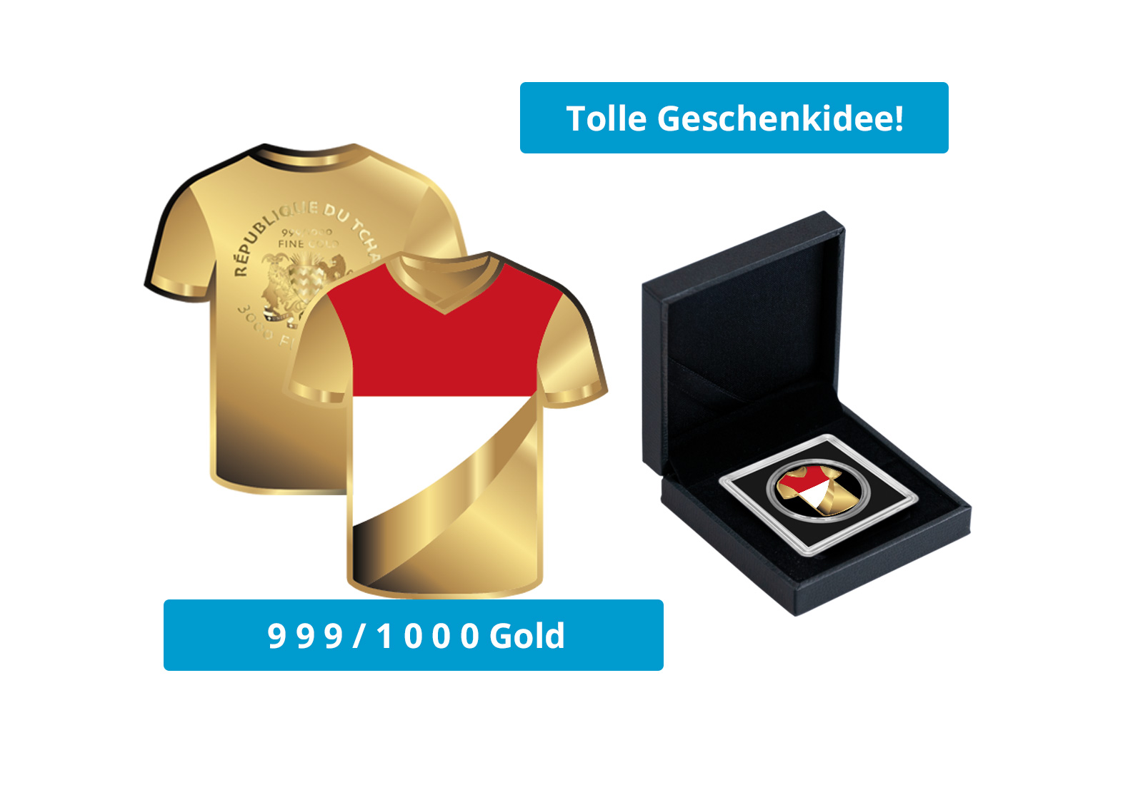 Goldmünze Motiv "Trikot Monaco" 999/1000 Gold im Geschenketui