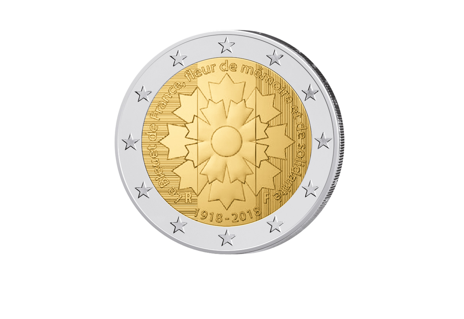 2 Euro 2018 Frankreich Kornblume