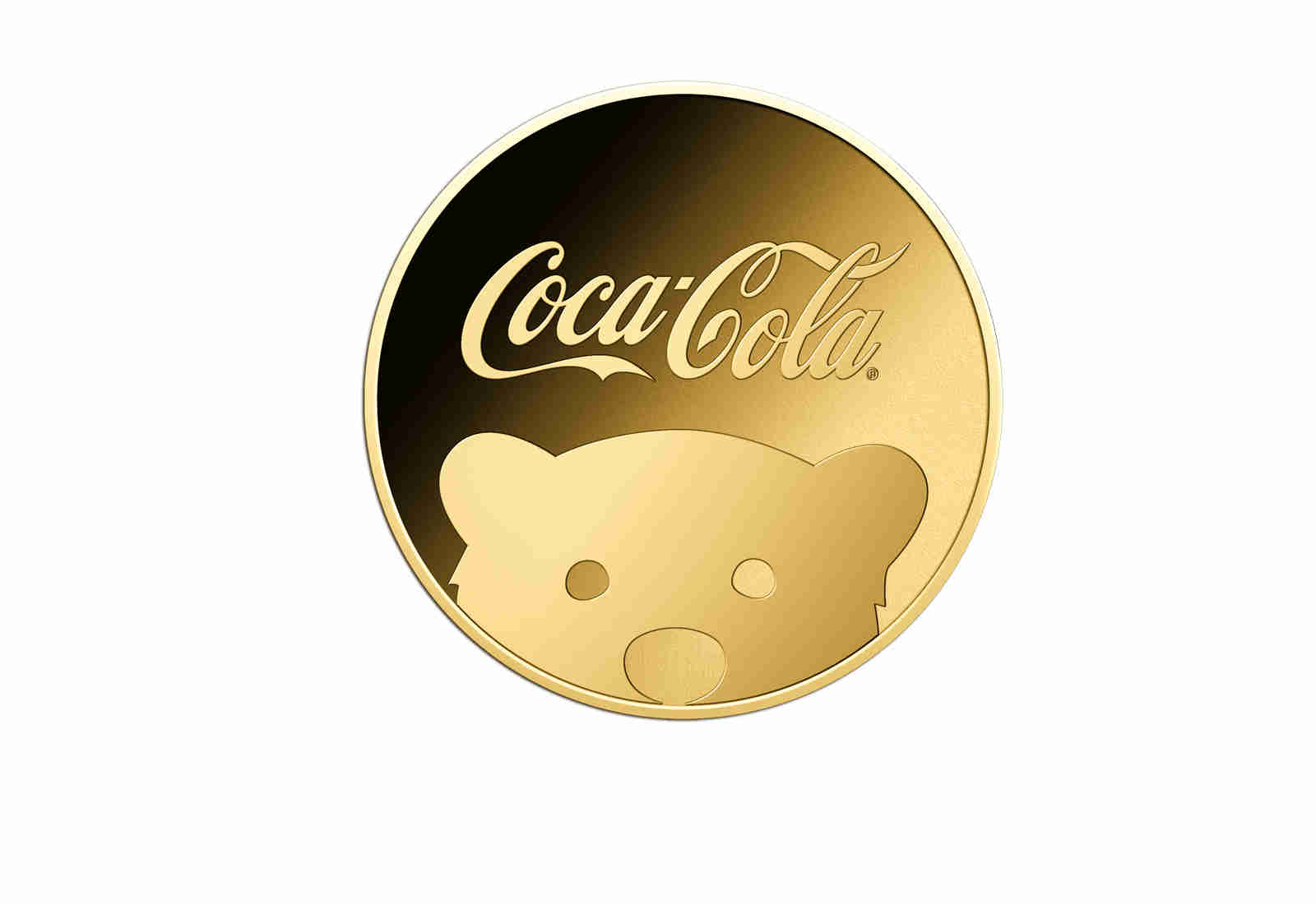 Goldmünze Motiv Coca Cola Eisbärfamilie Coincard Feinheit 999/1000 Gold Geschenk