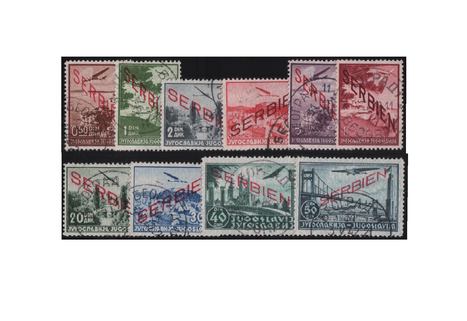 Briefmarken Serbien Flugpostmarken Mi.Nr. 16/25 gestempelt 