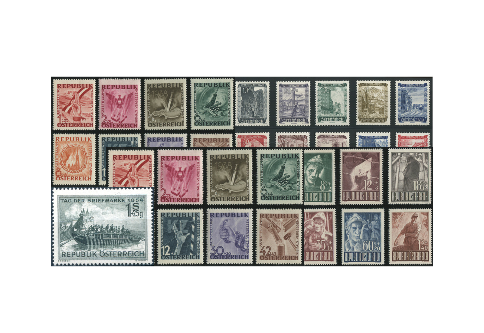 Briefmarken Österreich  im Set 1945 bis 1955 postfrisch