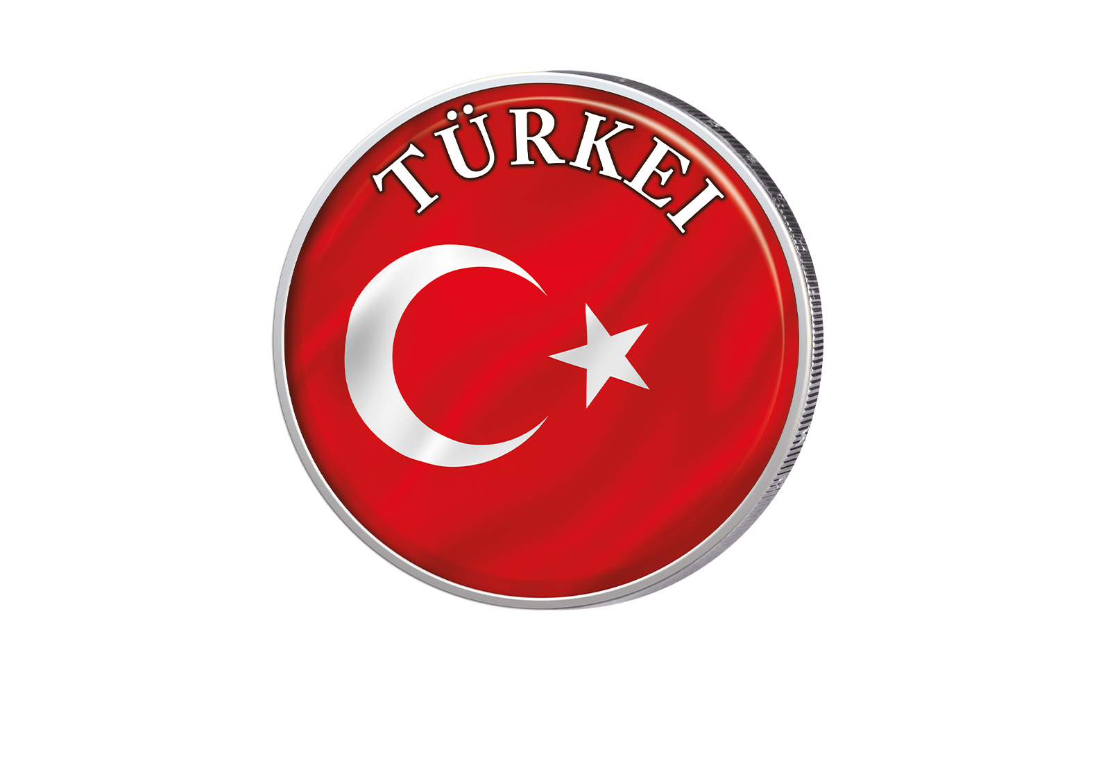 2 Euro mit Farbapplikation Türkei Flagge
