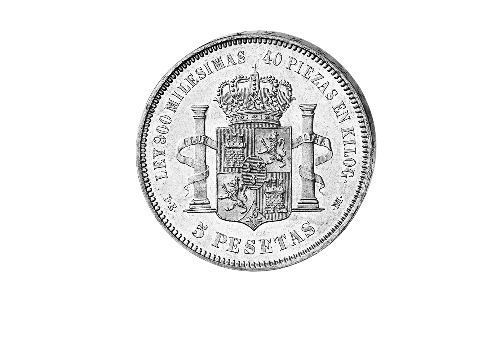 5 Pesetas Spanien 1875 - 1885 Alfononso XII.