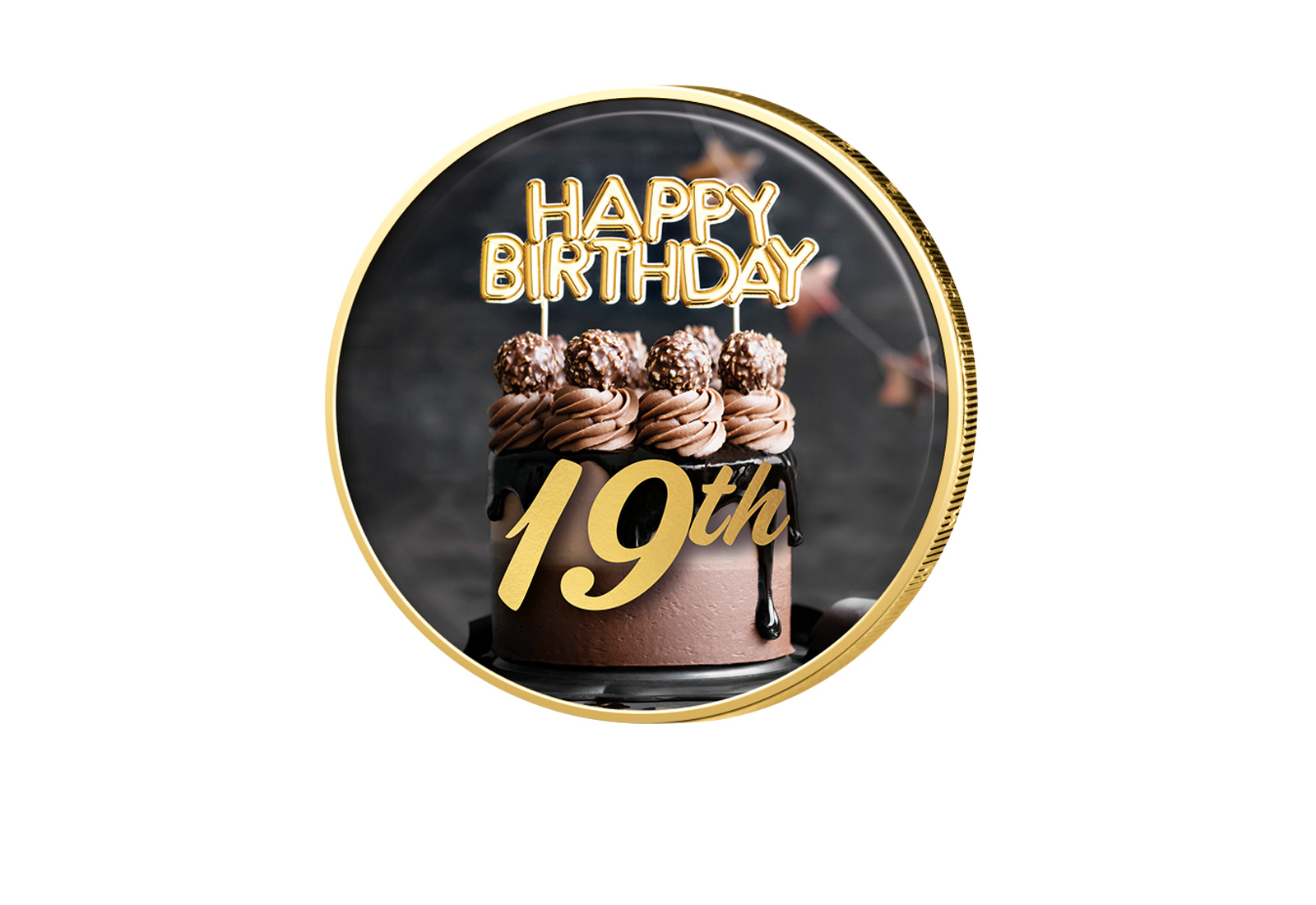 2 Euro vergoldet 19. Geburtstag mit Farbmotiv