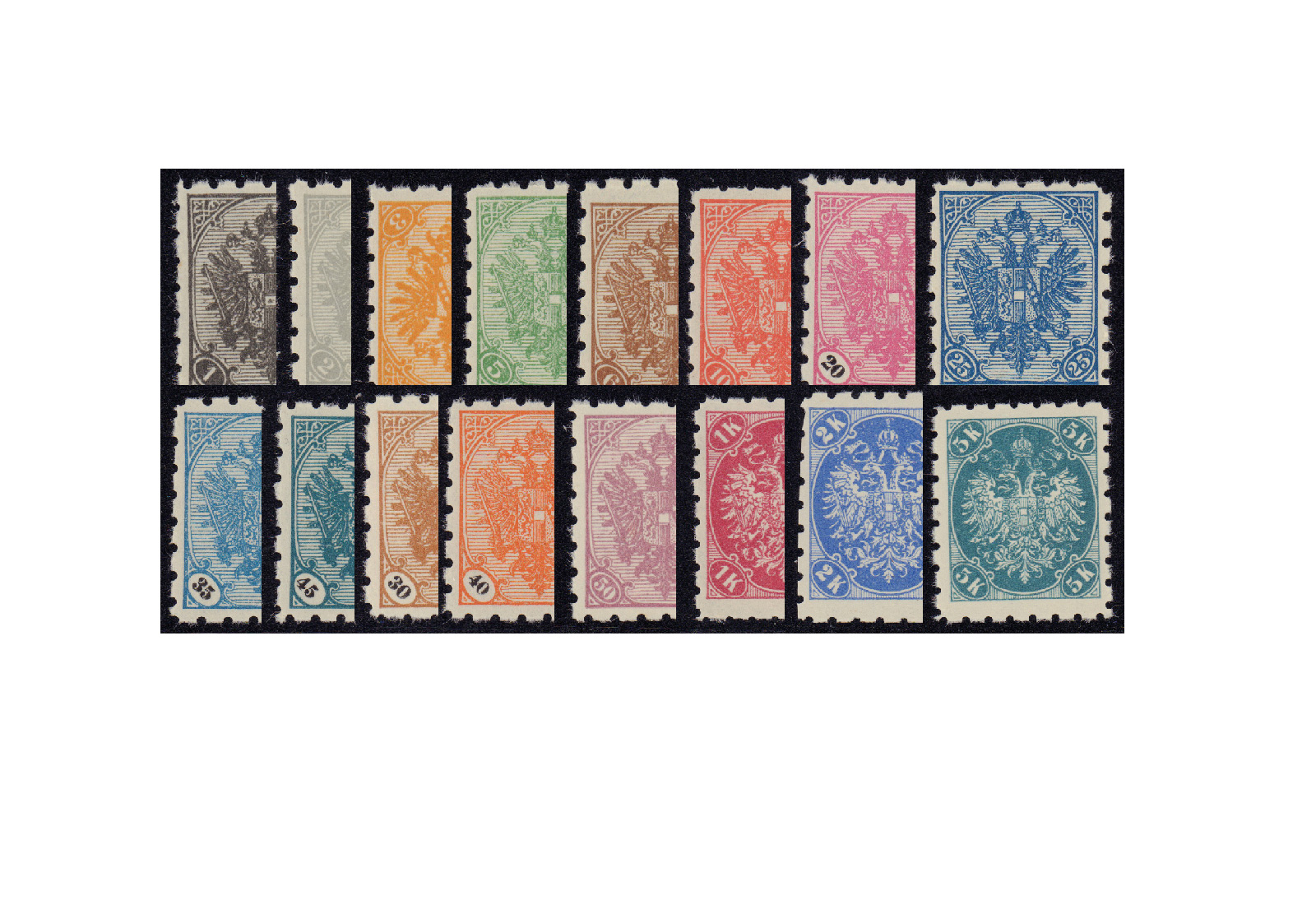 Briefmarken Bosnien Herzegowina 1901/5 Doppeladler Michel-Nr. 10-15 V, 17 V, 20-23 V, 24-28 V postfrisch