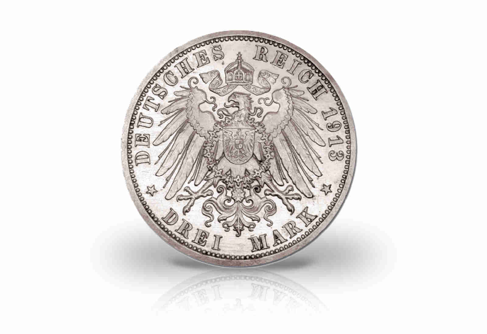 3 Mark 1913 Deutsches Kaiserreich Sachsen Jahrhundertfeier Völkerschlacht Jaeger-Nr. 140