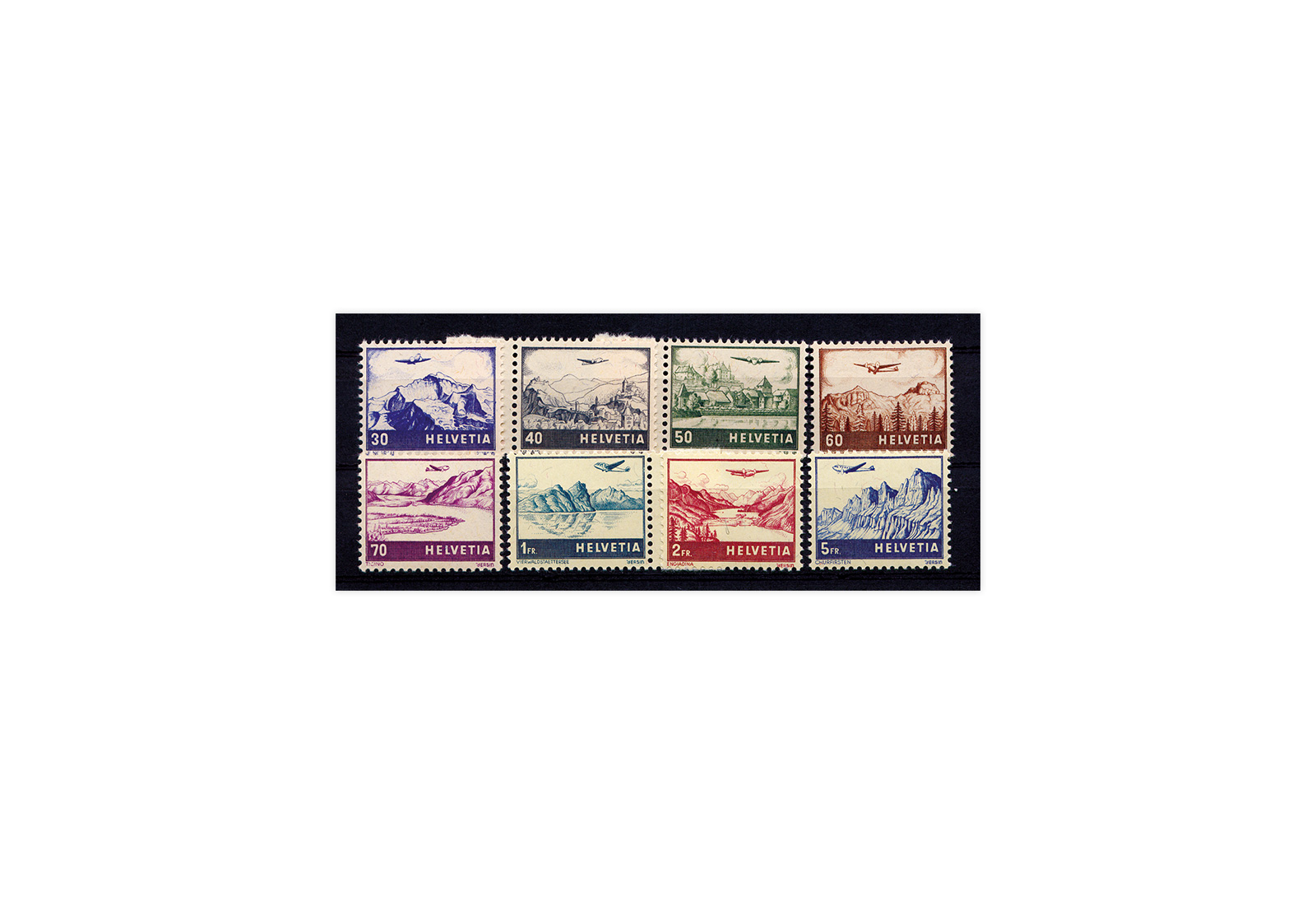 Schweiz Mi.Nr. 387/394 Flugzeug über Landschaften ZNR 27/34 **