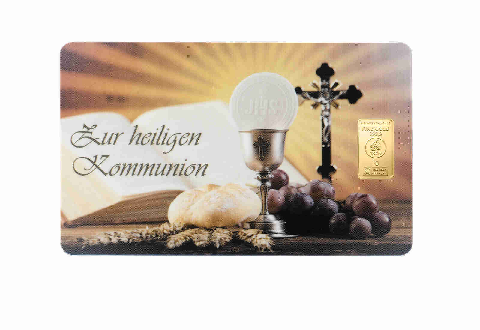 Goldbarren 1g Motiv Zur heiligen Kommunion Geschenk aus 999,9/1000 Gold