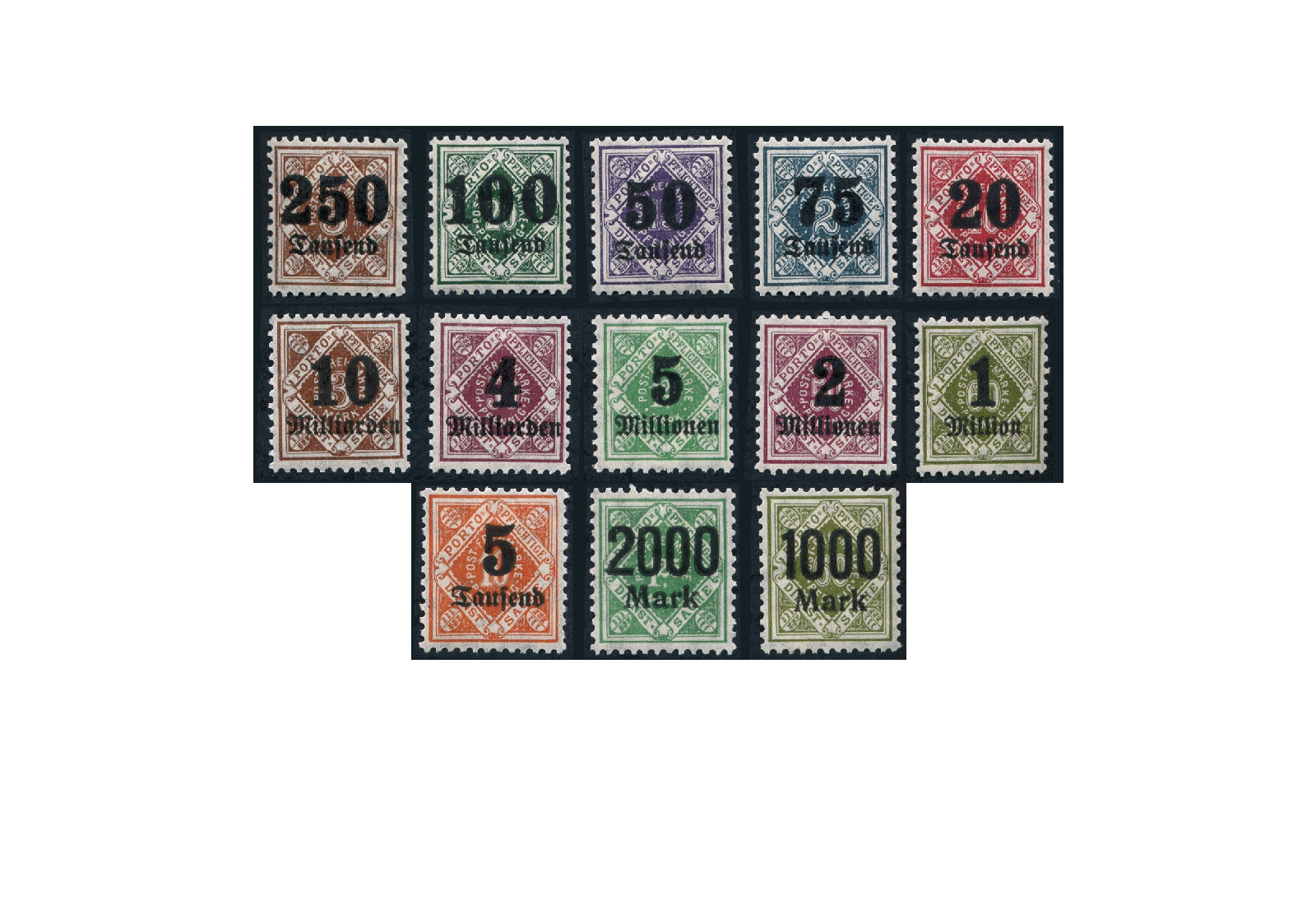 Briefmarken Altdeutschland Württemberg Dienstmarken 1923 Michel-Nr. 171-183 postfrisch