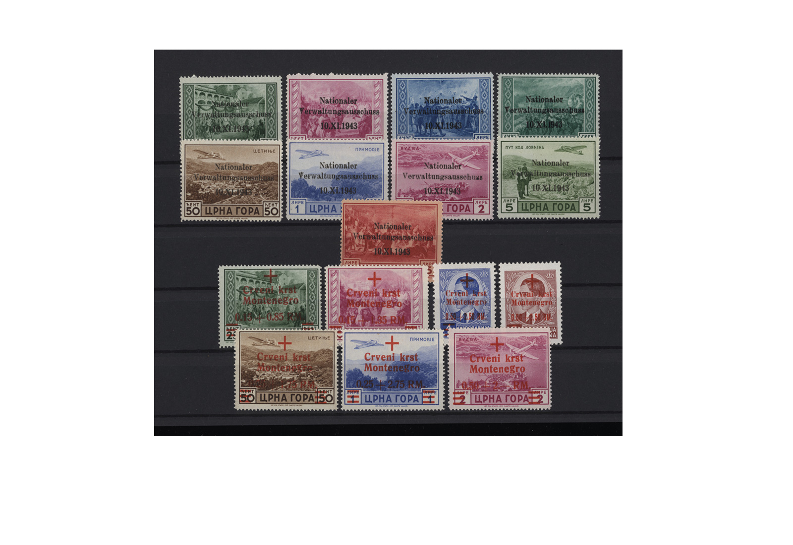 Slg Montenegro 1943/44 MiNr.: 10-18+29-35 **