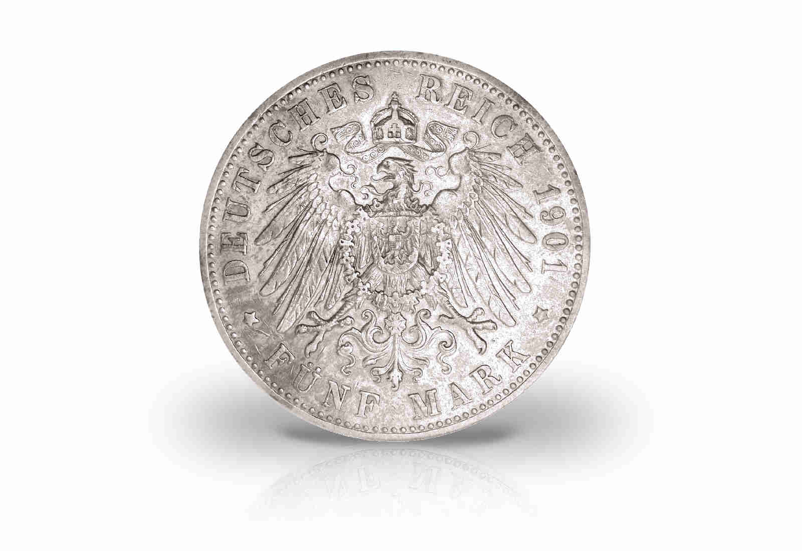 Sachsen-Meiningen 5 Mark Silbermünze 1900 - 1901 Georg II. Jaeger-Nr. 150